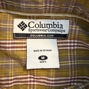Columbia Olive and Burgundy Plaid Shirt